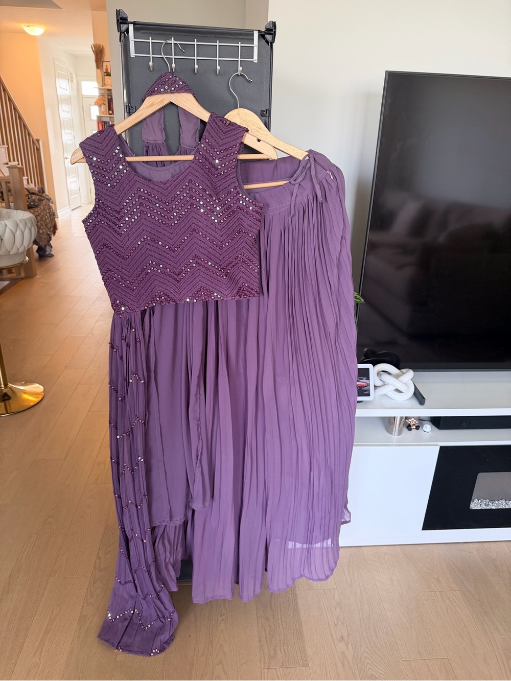 New Elegant Purple Beaded lehanga